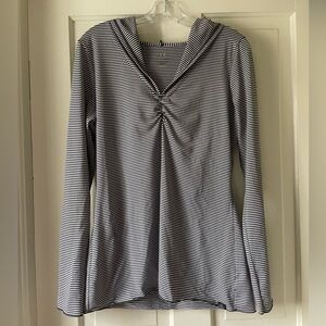 Prana Black and White Striped Hoodie